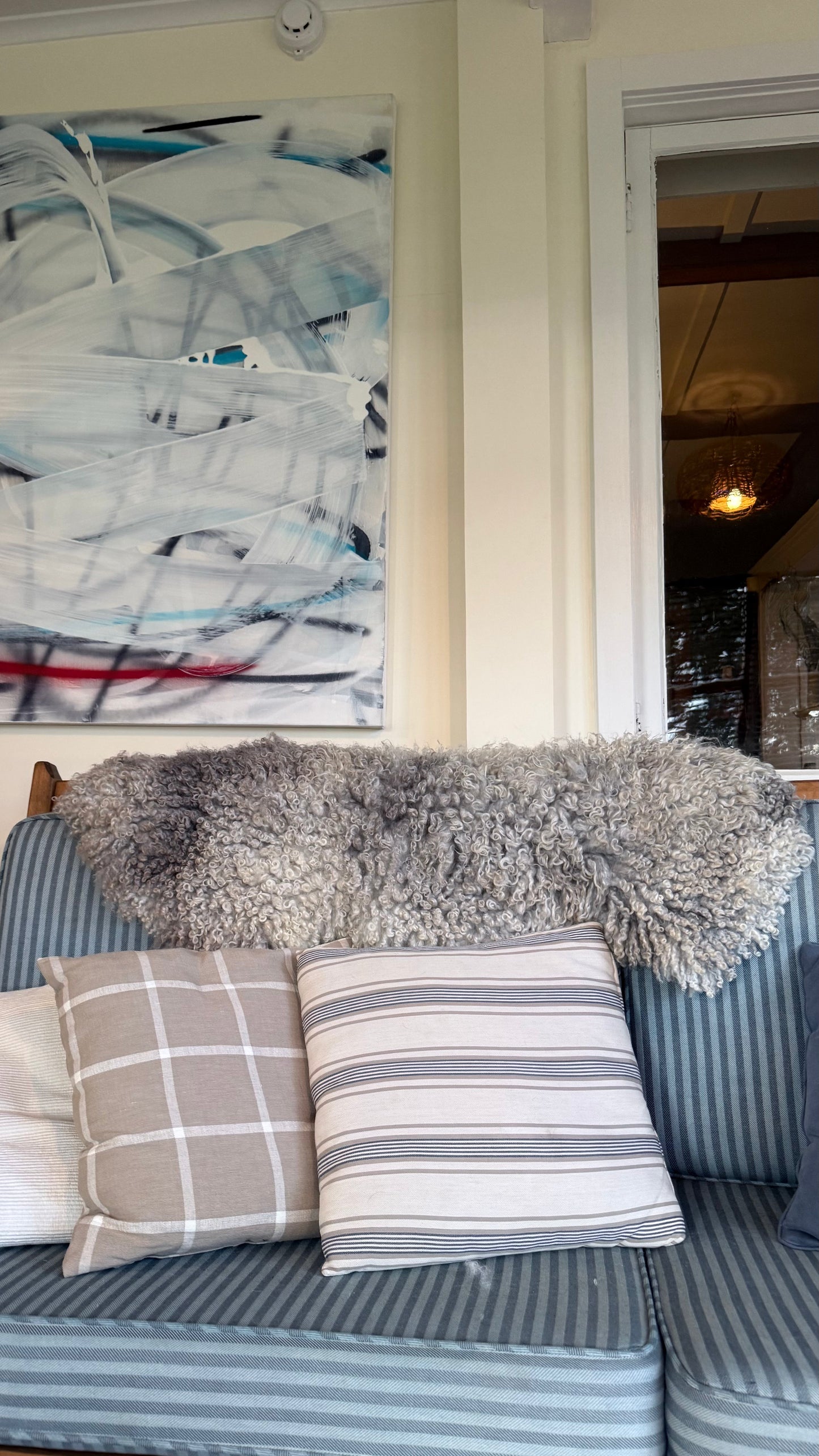 Gotland Sheepskin Rug, White/Light Grey, Long Wool