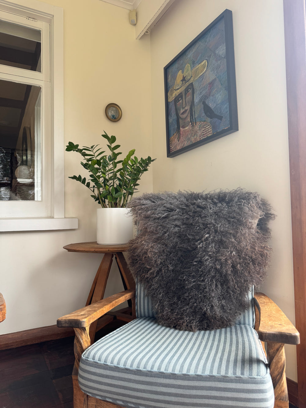 Gotland Sheepskin Rug Black/Dark Grey Long Wool