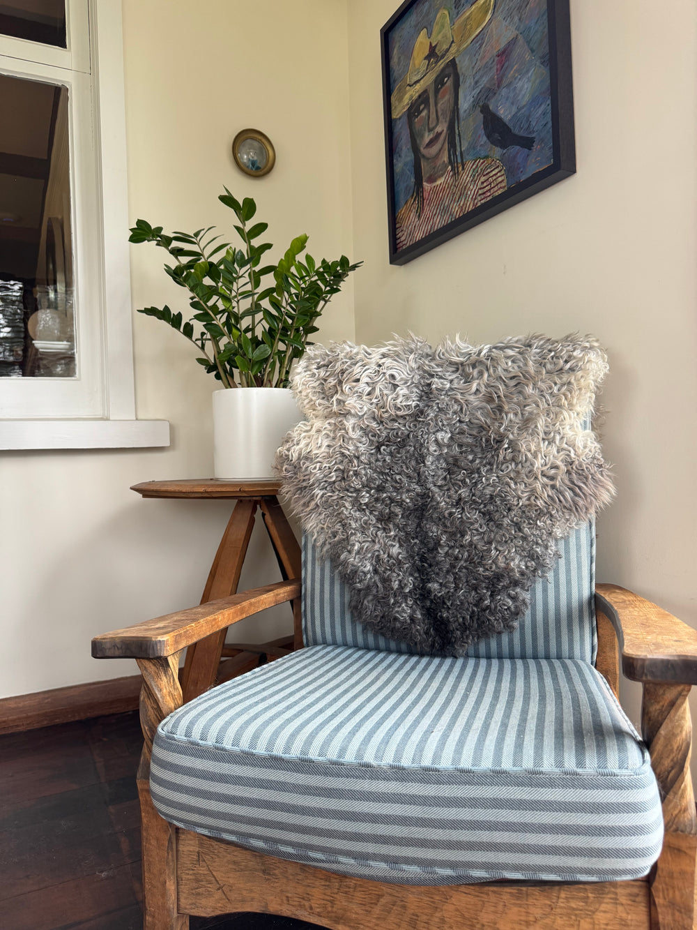 Gotland Sheepskin Rug Mottled Silver Long Wool