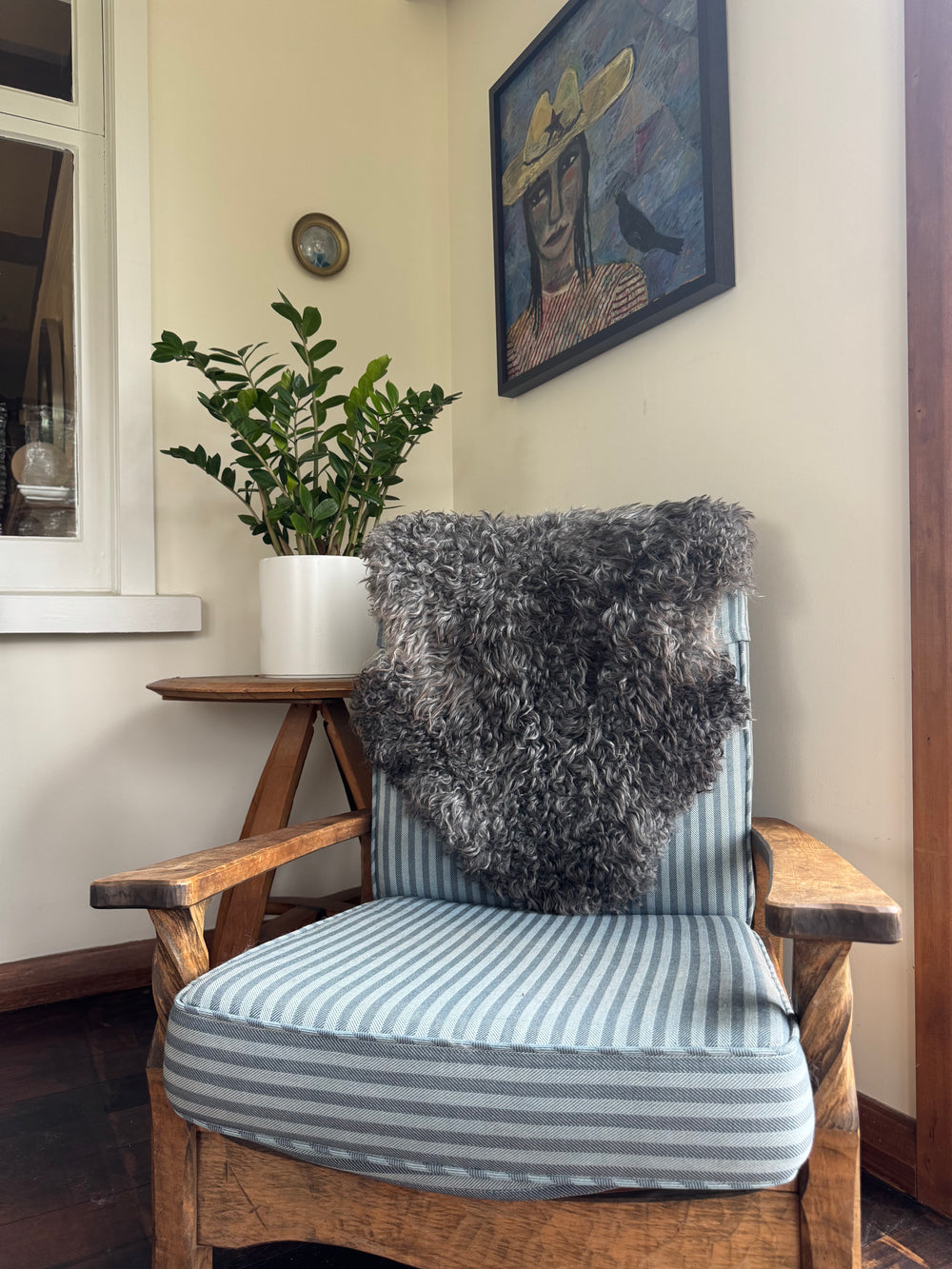 Gotland Sheepskin Rug Silver/Dark Grey Long Wool
