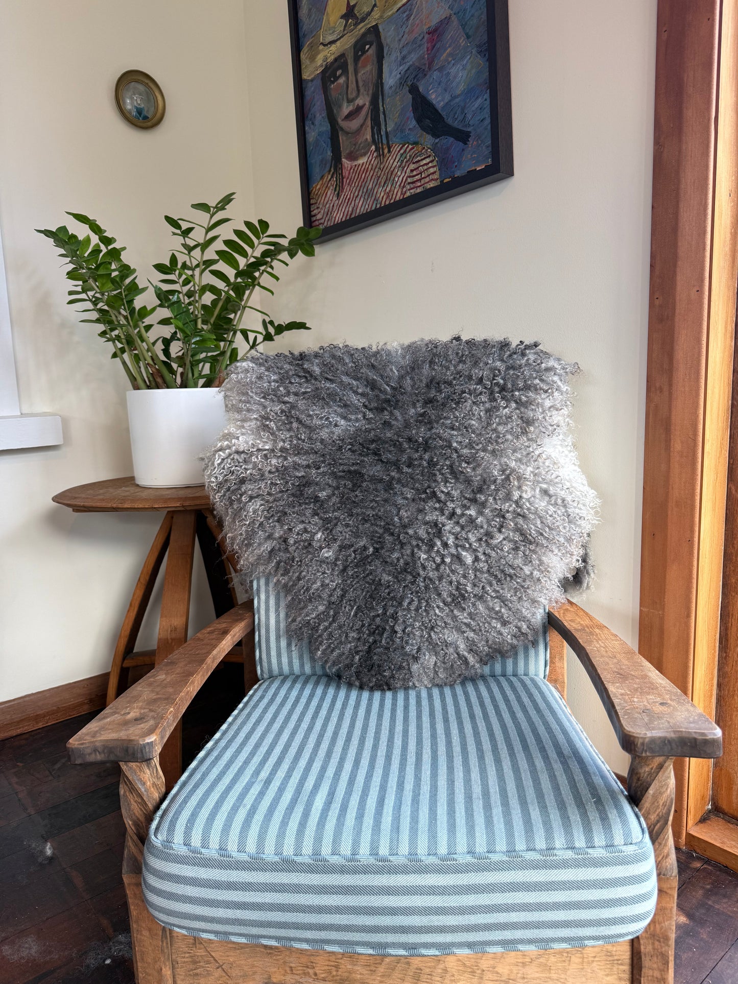 Gotland Sheepskin Rug, Mottled Grey, Long Wool