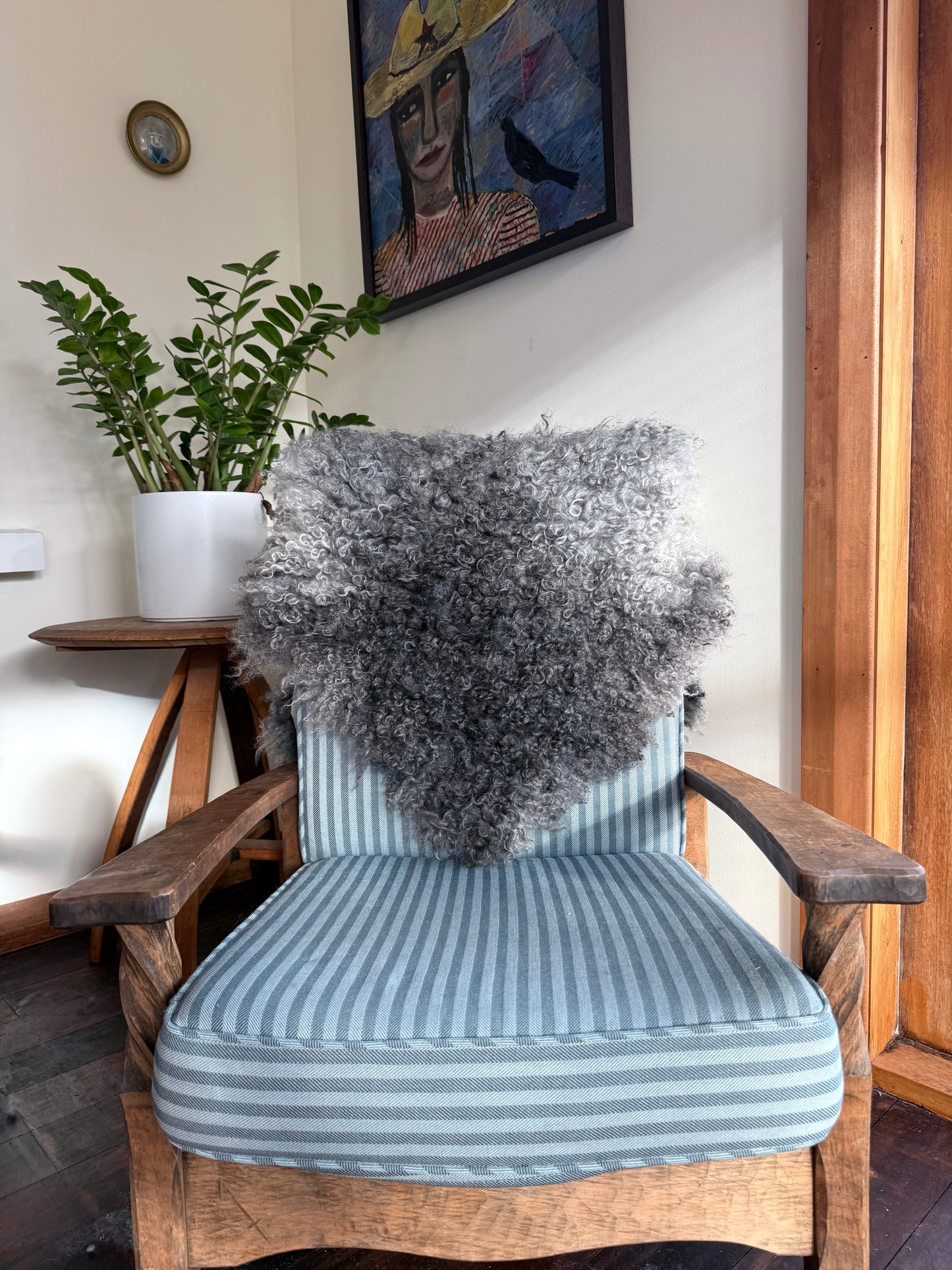 Gotland Sheepskin Rug, Mottled Grey, Long Wool