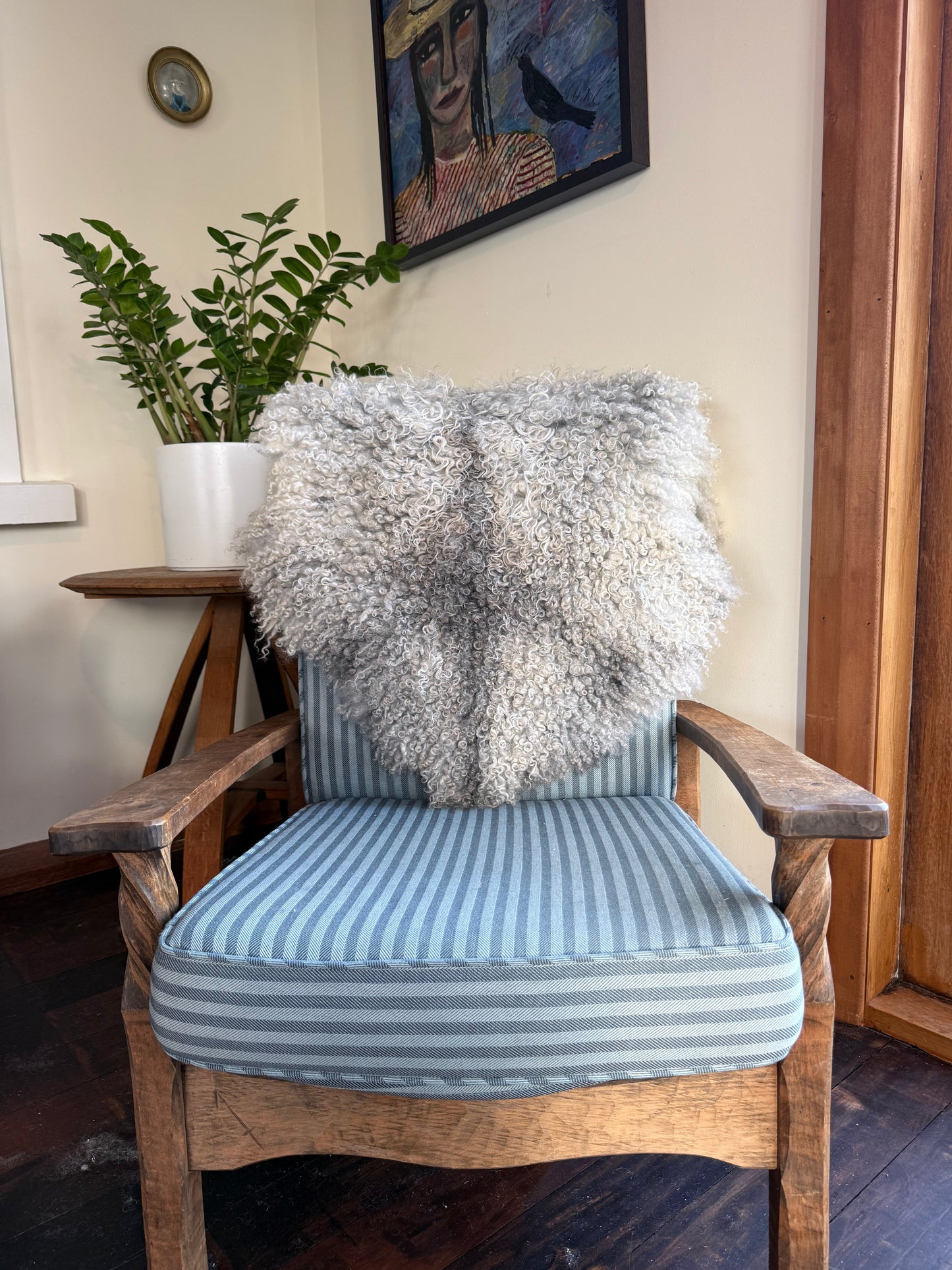 Gotland Sheepskin Rug, White/Light Grey, Long Wool
